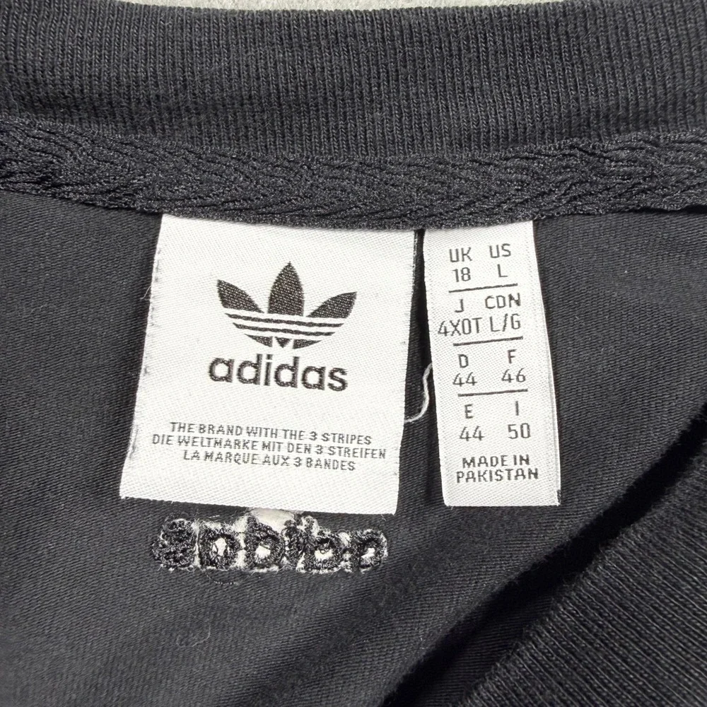 Adidas Originals Mens Black Multicolor 3D Trefoil Logo Embroidered T-Shirt L
